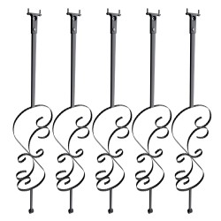 Kaidepylväät galvanoitua terästä 1118 mm 5 kpl mattamusta S-muotoiset