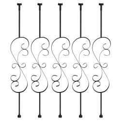 Kaidepylväät galvanoitua terästä 1118 mm 5 kpl mattamusta S-muotoiset