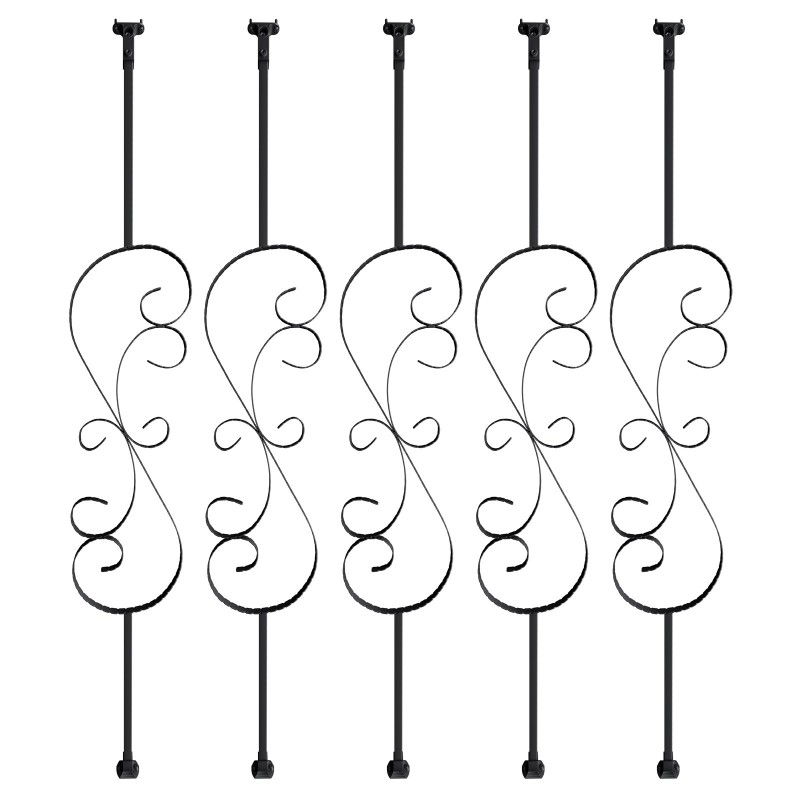 Kaidepylväät galvanoitua terästä 1118 mm 5 kpl mattamusta S-muotoiset