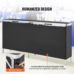 Taitettava messutiski alumiinirunkoinen MDF-levy kaksitasoinen 1980 x 385 x 880 mm