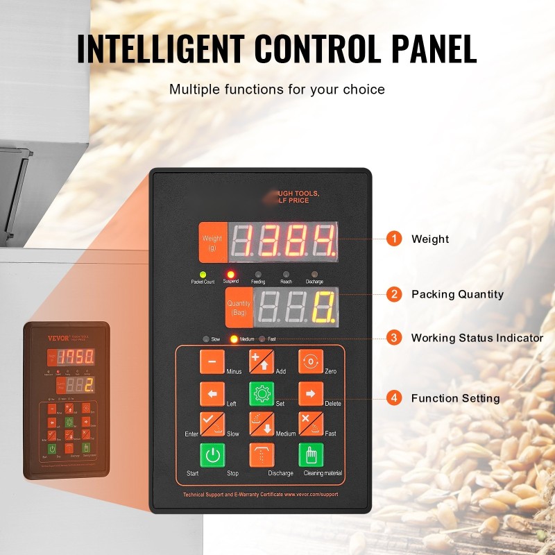 Punnitseva täyttökone puoliautomaattinen 20–5000 g 304-ruostumaton teräs jalkapoljin rakeisille tuotteille