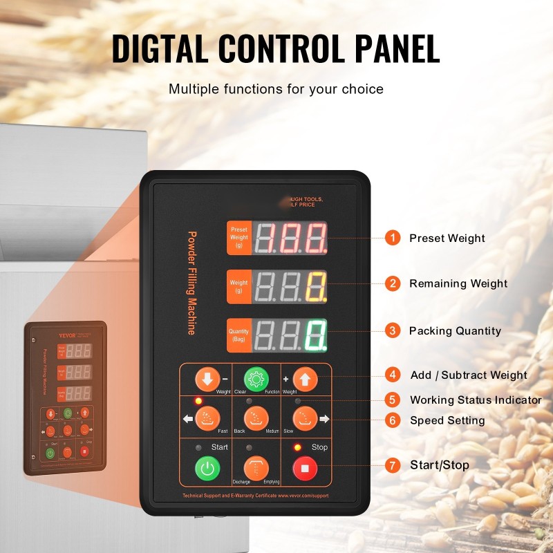 Puoliautomaattinen jauheiden ja rakeiden täyttökone 1–100 grammaa 304-ruostumaton teräs elintarvikekäyttöön