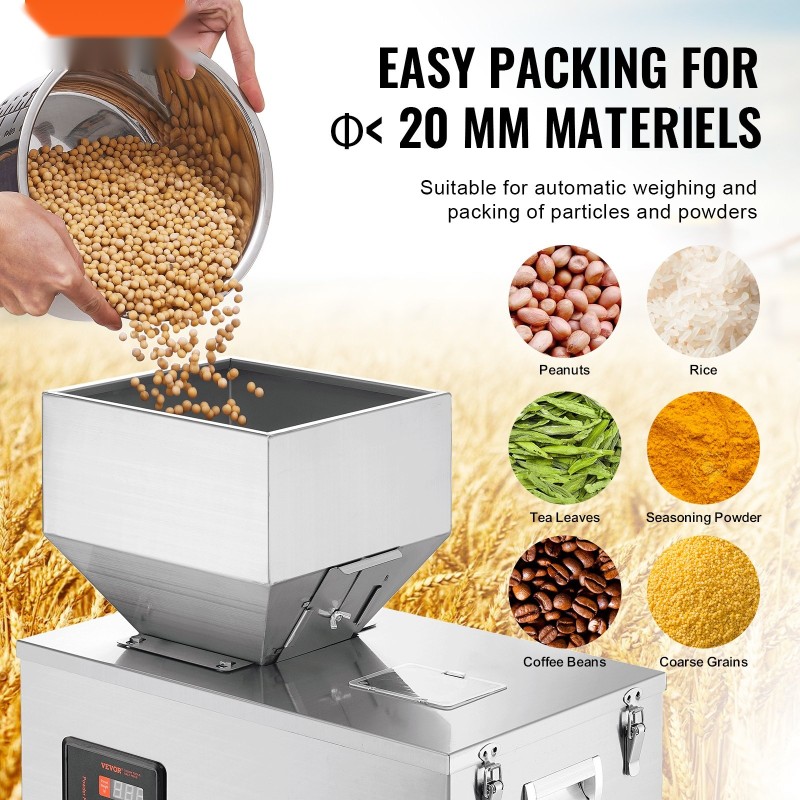 Jauhe- ja rakeentäyttökone puoliautomaattinen 10–500 grammaa elintarvikekäyttöön 304-ruostumaton teräs