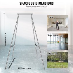Ilmailujoogateline kromattu teräsputki 2950 mm korkeus 250 kg kantavuus sisä- ja ulkokäyttöön