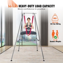 Ilmavujoogateline kromipinnoitettu teräs 2,95m polyesterinen joogaliina 6x2,6m 250kg maksimikantavuus punainen