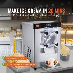 Pöytämallinen jäätelökone ruostumatonta terästä 4,5 l sylinteri 12 l tunnissa ammattikäyttöön