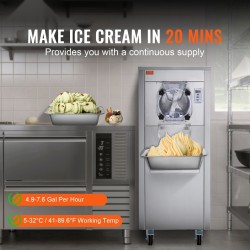 Kaupallinen jäätelökone ruostumaton teräs 6 litran sylinteri 18 litraa tunnissa pyörillä