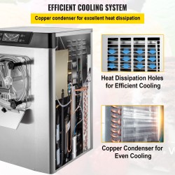 Pöytämallinen kovajäätelökone 304 ruostumatonta terästä 4,2 l sylinterillä 16–20 l tunnissa