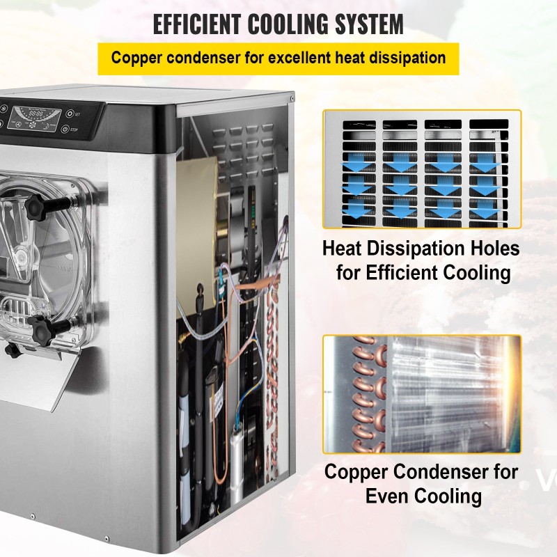 Pöytämallinen kovajäätelökone 304 ruostumatonta terästä 4,2 l sylinterillä 16–20 l tunnissa