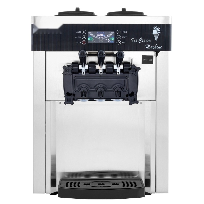 Pöytämallinen pehmytjäätelökone ruostumaton teräs 2200 watin kaksi kuuden litran säiliötä ravintoloihin