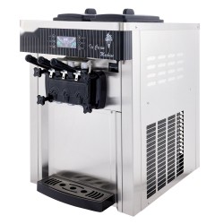 Pöytämallinen pehmytjäätelökone ruostumaton teräs 2200 watin kaksi kuuden litran säiliötä ravintoloihin