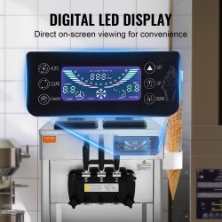 Pöytämallinen pehmytjäätelökone ruostumatonta terästä 2×5,5 l säiliöt 18–28 l tunnissa 1650 W