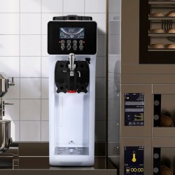 Pöytämallinen pehmytjäätelökone ammattilaiskäyttöön 10L/h 900W 4L säiliö 1.6L sylinteri ruostumaton teräs