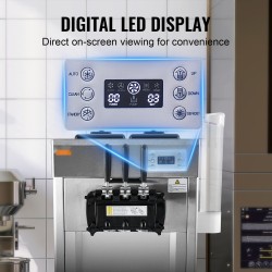 Pehmytjäätelökone ruostumatonta terästä kolme makua kaksi 4,3 litran säiliötä 21–31 litraa tunnissa