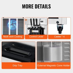 Pehmytjäätelökone ruostumatonta terästä kolme makua kaksi 4,3 litran säiliötä 21–31 litraa tunnissa