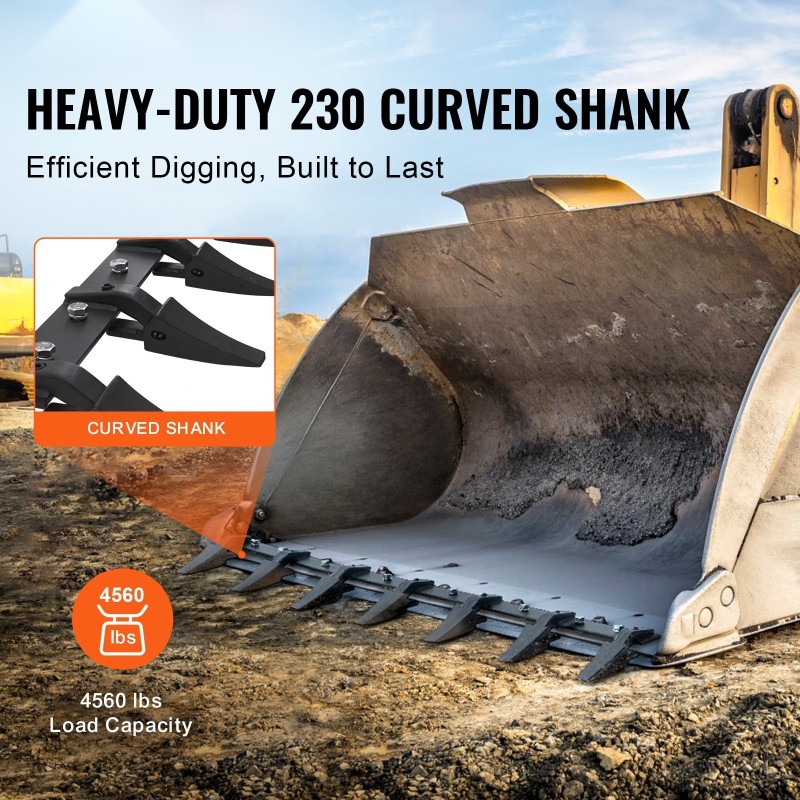 Kauhan hammastanko Q345-seosteräs 1500 mm 7 hammasta 2000 kg pulttikiristettävä