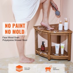Kulmamallinen suihkupenkki puukuviollinen polystyreeni vesitiivis säilytyshylly säädettävät jalkatassut mitat 450x450x470 mm