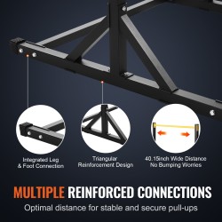 Dippi- ja leuanvetoteline hiiliteräs 8-portainen korkeussäätö 150 kg kantavuus kotikäyttöön