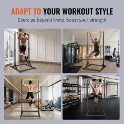 Dippi- ja leuanvetoteline hiiliteräs 8-portainen korkeussäätö 150 kg kantavuus kotikäyttöön