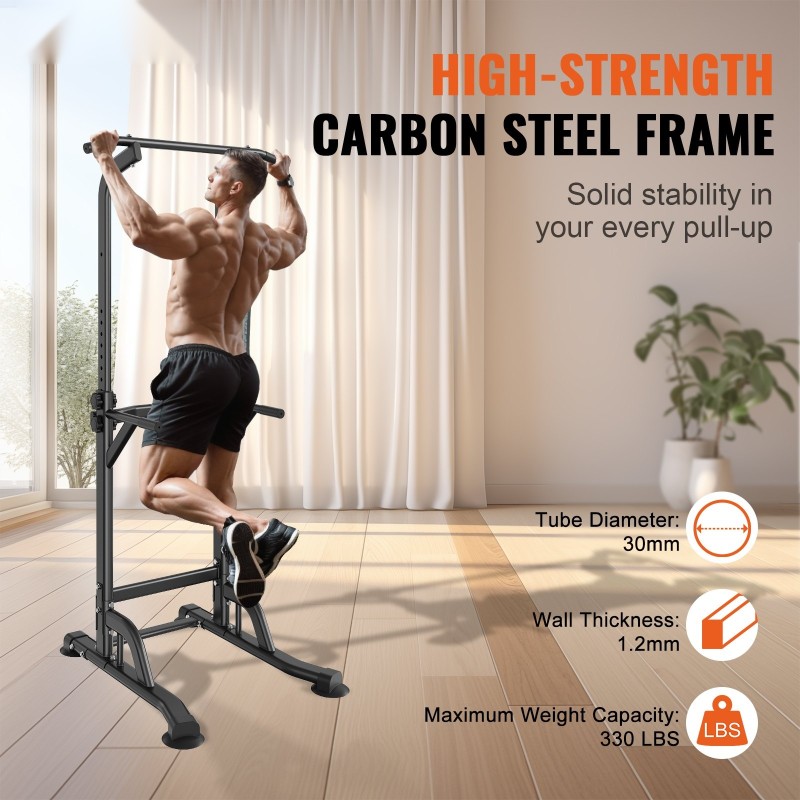 Leuanveto ja dippiasema hiiliteräs 10-portainen korkeudensäätö 150 kilogramman kantavuus musta