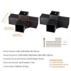 Pergolan teräksinen nelisuuntainen kulmakiinnike 10,2×10,2 cm 2 kpl