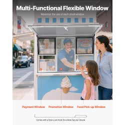 Palveluikkuna alumiiniseos 152x92 cm 6 liukuikkunaa markiisiovi myyntivaunuihin