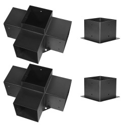 Nelisuuntainen pergolakulmakiinnikesarja 6x6 sisämitat 5.6x5.6 Q235B hiiliteräs 4 kpl puupylväille