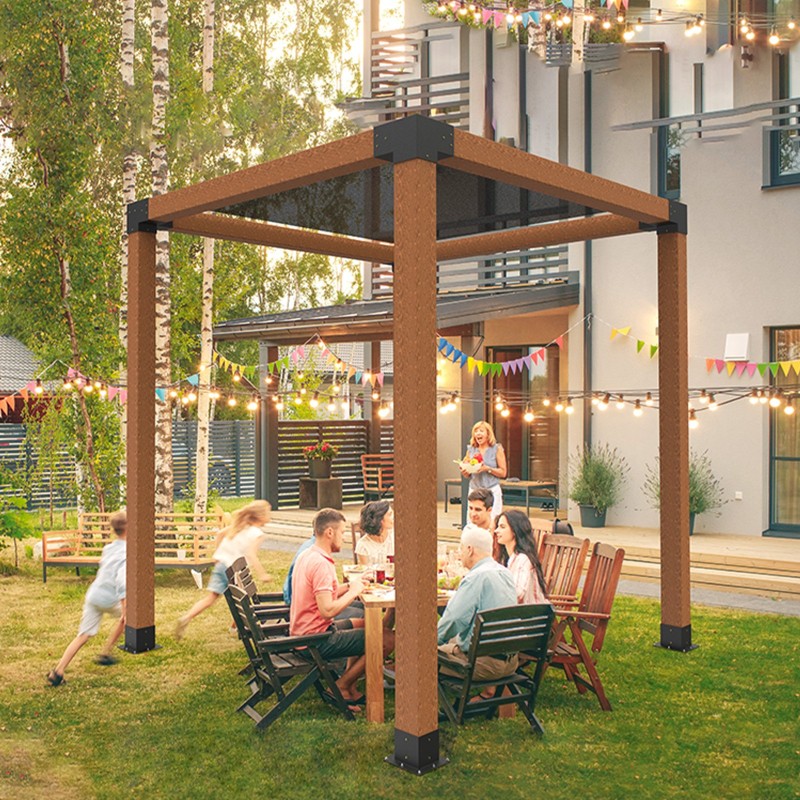 Pergola-kulmakannattimet hiiliteräksiset 3-suuntaiset 142 x 142 mm 8 kpl puupalkkeihin