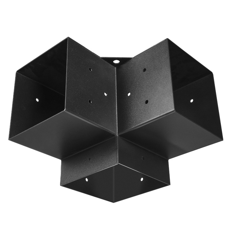 Pergola-kulmakannattimet hiiliteräksiset 3-suuntaiset 142 x 142 mm 8 kpl puupalkkeihin