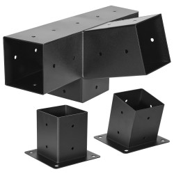 Pergolasarja hiiliteräs 92 x 92 mm 3 kpl tolppajaloilla ja seinäkiinnikkeillä ulkokäyttöön