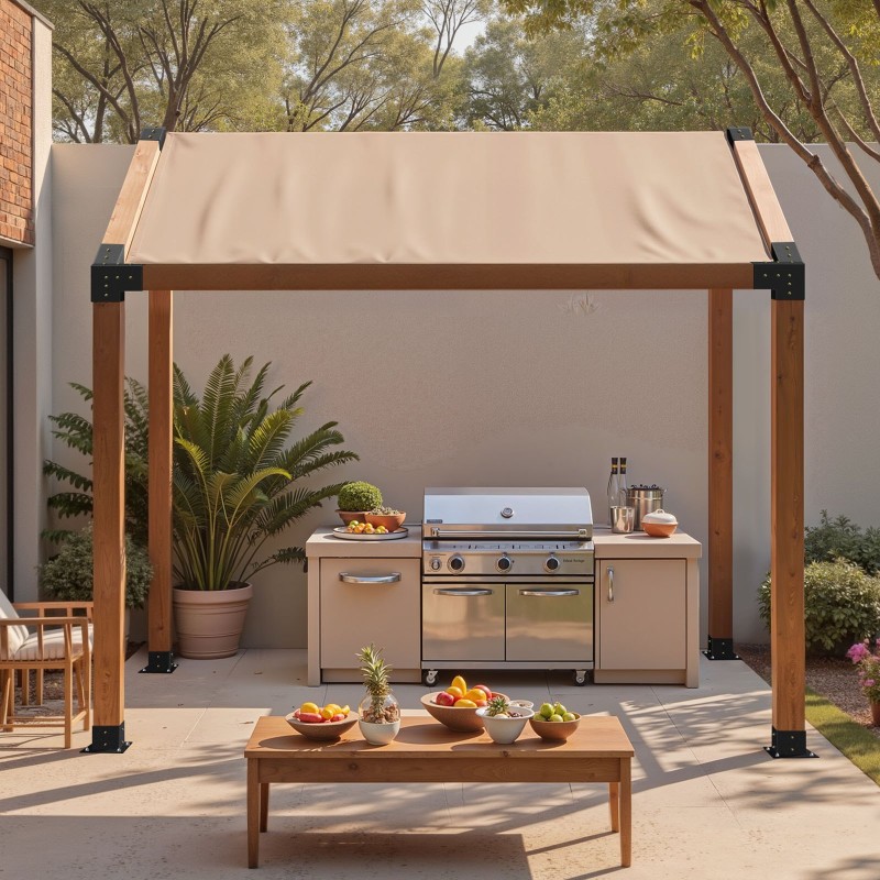 Pergolakulmakiinnikesarja 3-suuntainen hiiliteräs 92x92 mm 8 kpl ruuvit ja pylväiden jalustat