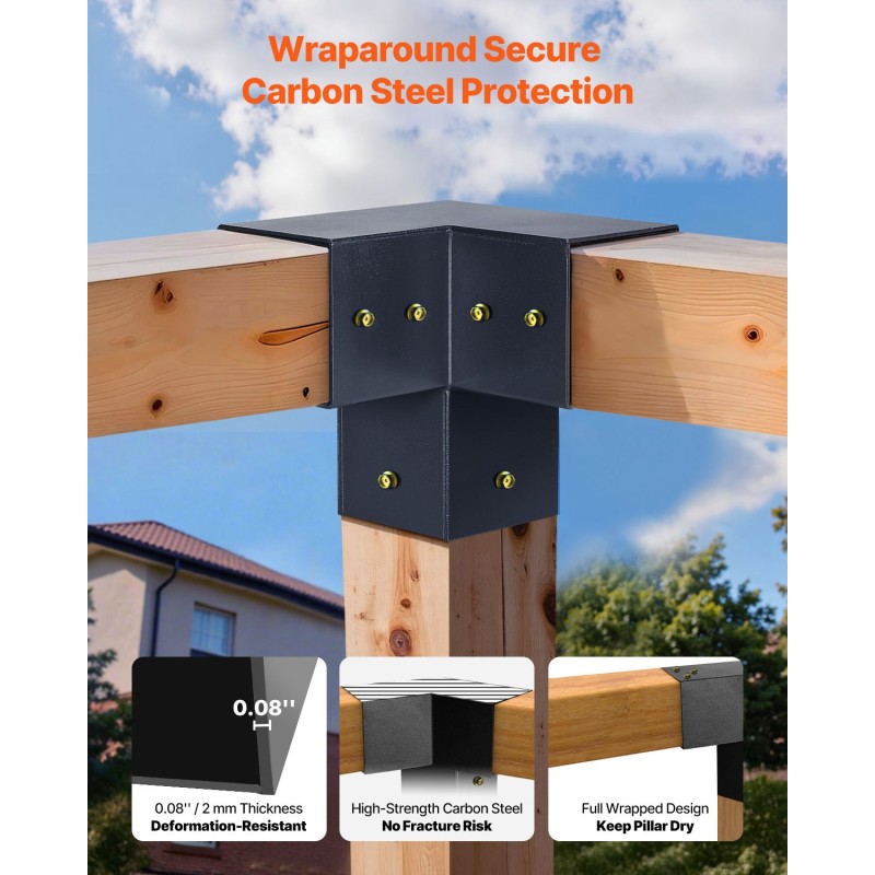 Pergolakannattimet hiiliterästä 92x92 mm tolppiin 14 kpl ulkokäyttöön