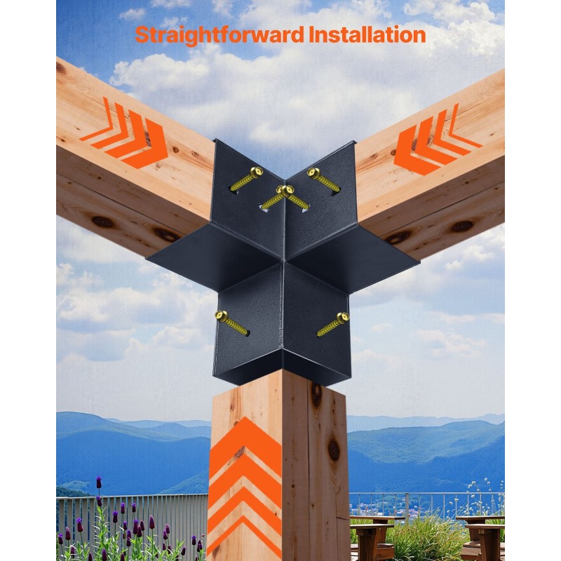 Pergolakannattimet hiiliterästä 92x92 mm tolppiin 14 kpl ulkokäyttöön