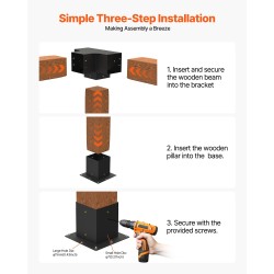 Pergolakulmasarja hiiliteräs 92x92 mm puupalkkeihin 3- ja 4-suuntaiset 6 pylväjalustaa
