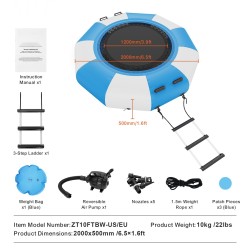 Täytettävä vesitrampoliini 6.5-jalkaa PVC-kangas 3-portainen tikas sähköpumpulla