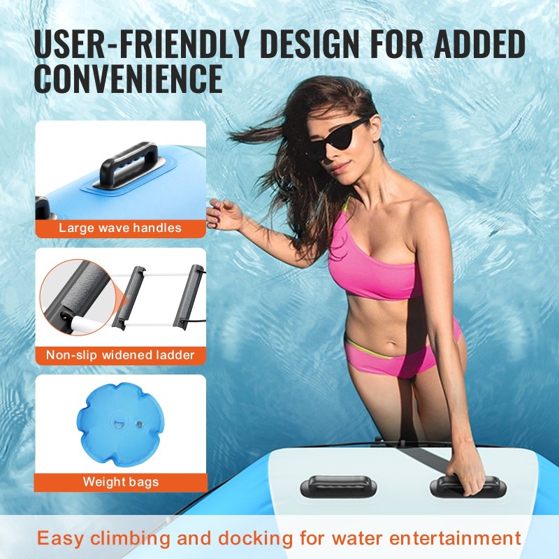 Vesitrampoliini paksu PVC-kangas 13 jalkaa uimatasanne 3-askelmainen tikas 600W pumppu