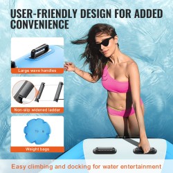 Kelluva vesitrampoliini 4,7 m paksu PVC-kangas 600 W ilmapumpulla kolmiaskeliset tikkaat