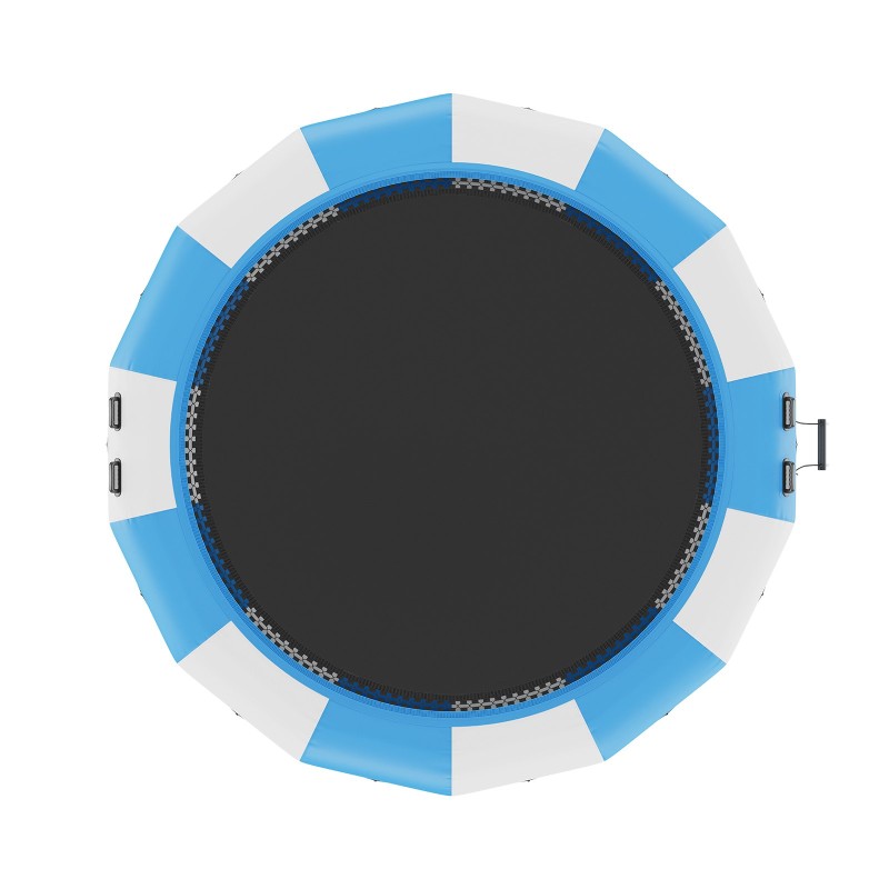 Kelluva vesitrampoliini 4,7 m paksu PVC-kangas 600 W ilmapumpulla kolmiaskeliset tikkaat