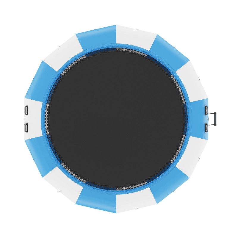Kelluva vesitrampoliini 4,7 m paksu PVC-kangas 600 W ilmapumpulla kolmiaskeliset tikkaat