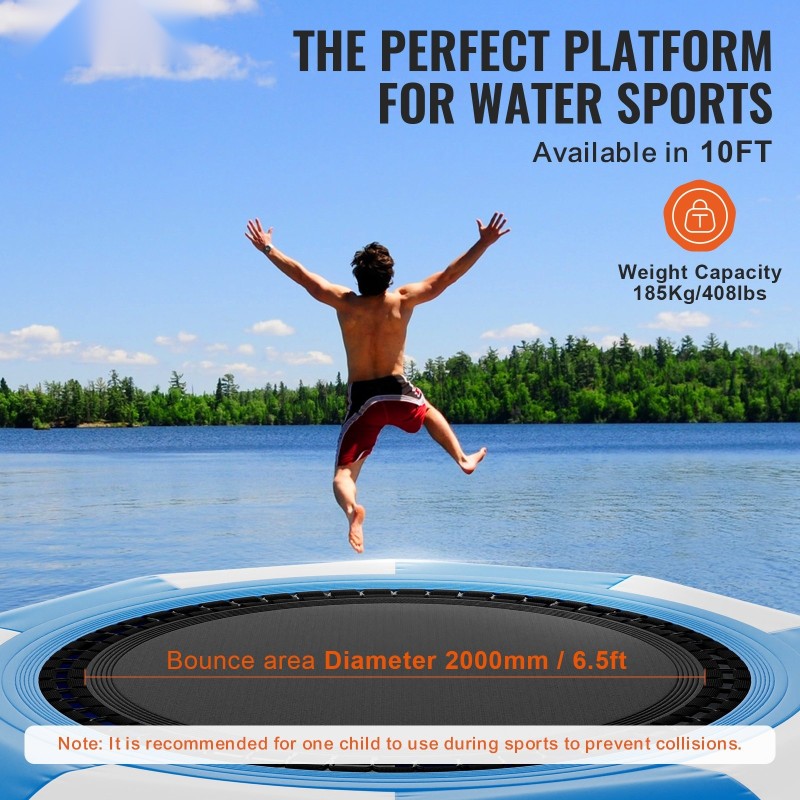 Ilmatäytteinen vesitrampoliini 10 jalan paksu PVC-kangas sisältää 3-portaiset tikkaat ja sähköilmapumpun