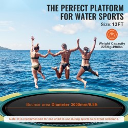 Kelluva vesitrampoliini 4,15 m paksusta PVC-kankaasta kolmiportaiset tikkaat sähköpumpulla