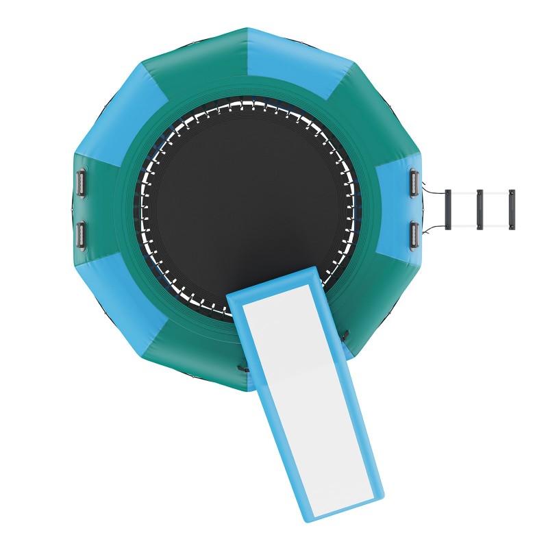 Ilmatäytteinen vesitrampoliini 3,1 metriä paksu PVC-kangas liukumäki kolmiportainen tikas sähköinen ilmapumppu