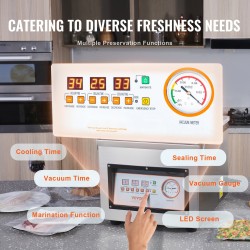 Kammio-tyhjiöpakkauskone ruostumatonta terästä 320 millimetrin sulkupituus 320 watin sulkuteho kotikeittiöön ja ammattikäyttöön