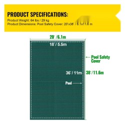 Uima-altaan turvapeite polypropeeni verkko sopii 5,49x10,97 m upotettuun altaaseen vihreä