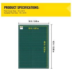 Uima-altaan suojapeite PP-materiaali 5,4x12,8 m sopii 4,88x12,19 m altaalle