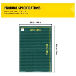 Uima-altaan turvapeite polypropeeni 5,5 x 9,8 m tiheä verkkopinta vihreä