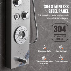Suihkupaneeli ruostumattomasta teräksestä seinään asennettava 6 suihkutilaa 4 vartalohierontasuutinta LED