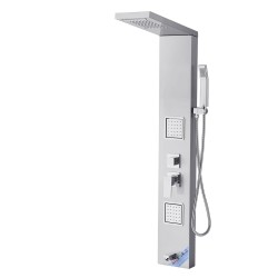 Suihkupaneeli harjattu ruostumaton teräs 1345 mm sadesuihku vesiputoussuihku 2 vartalosuutinta käsisuihku