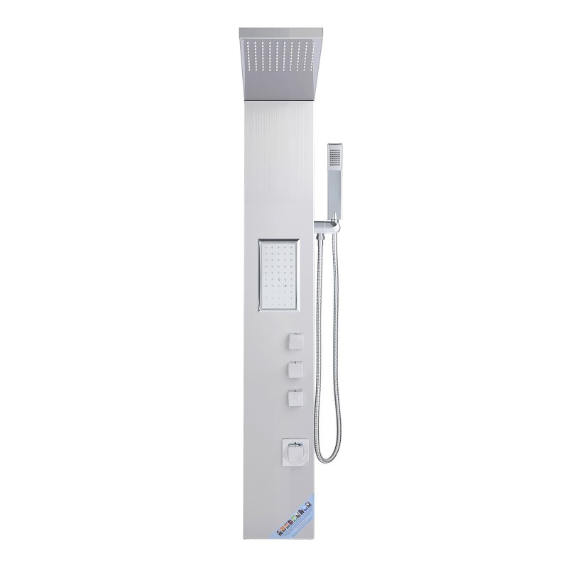 Suihkupaneelitorni harjattua ruostumatonta terästä 1345 mm seinään asennettava kolmitoiminen kattosuihku rungonsuihkut