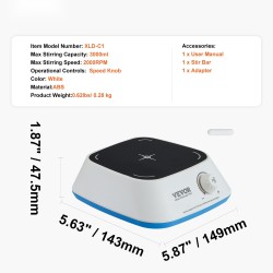 Magneettisekoittaja alumiininen levypinta säädettävä 0–2000 kierrosta minuutissa 3000 millilitraa sekoitustanko mukana